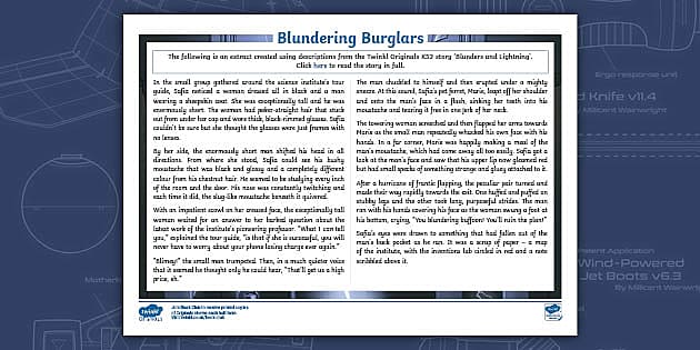 Blundering Burglars Character Description Example Text